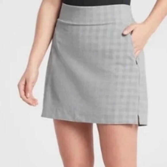 Athleta Plaid Soho GRAY Pull On zipper pockets Golf Elastic Waist Womens SIZE 0 - Picture 2 of 7